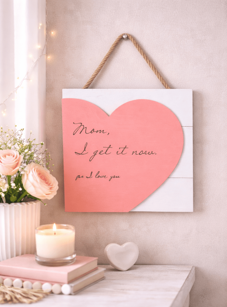 Mom, I Get It Now Sign | Heart Wall Decor for Mom | Mother’s Day Gift | Handmade Wooden Sign | Gift for Mom from Daughter | Farmhouse Wall Art Wall Hangings