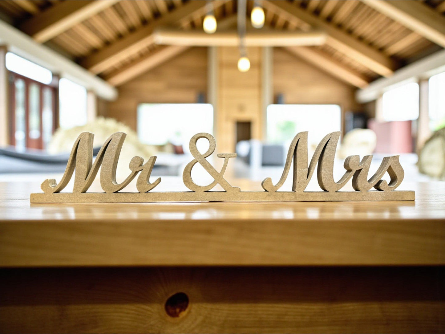 Mr. & Mrs. Wedding Tabletop Decor - Elegant White, Gold & Black Wooden Name Plaque, Perfect for Wedding Reception & Gift for Newlyweds Wedding