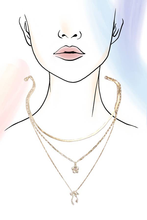 Flower Bow Charm Necklace