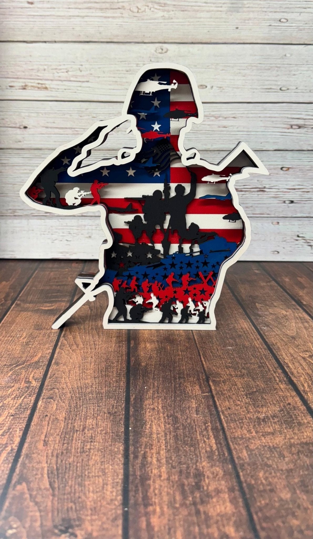Multilayered Wooden Veteran Art Piece, Intricate 7-Layer Home decor, perfect gift for Veterans Day or Soldier Tribute Veteran Plaque