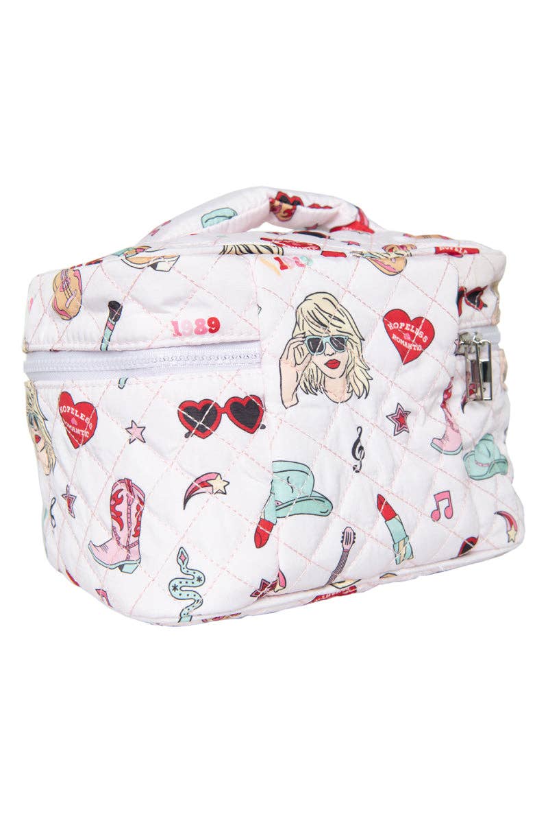 Music Girl Icons Cosmetic Make Up Bag, Chic Girly Zip Pouch for Stylish Makeup Storage, Perfect Gift for Music Lovers