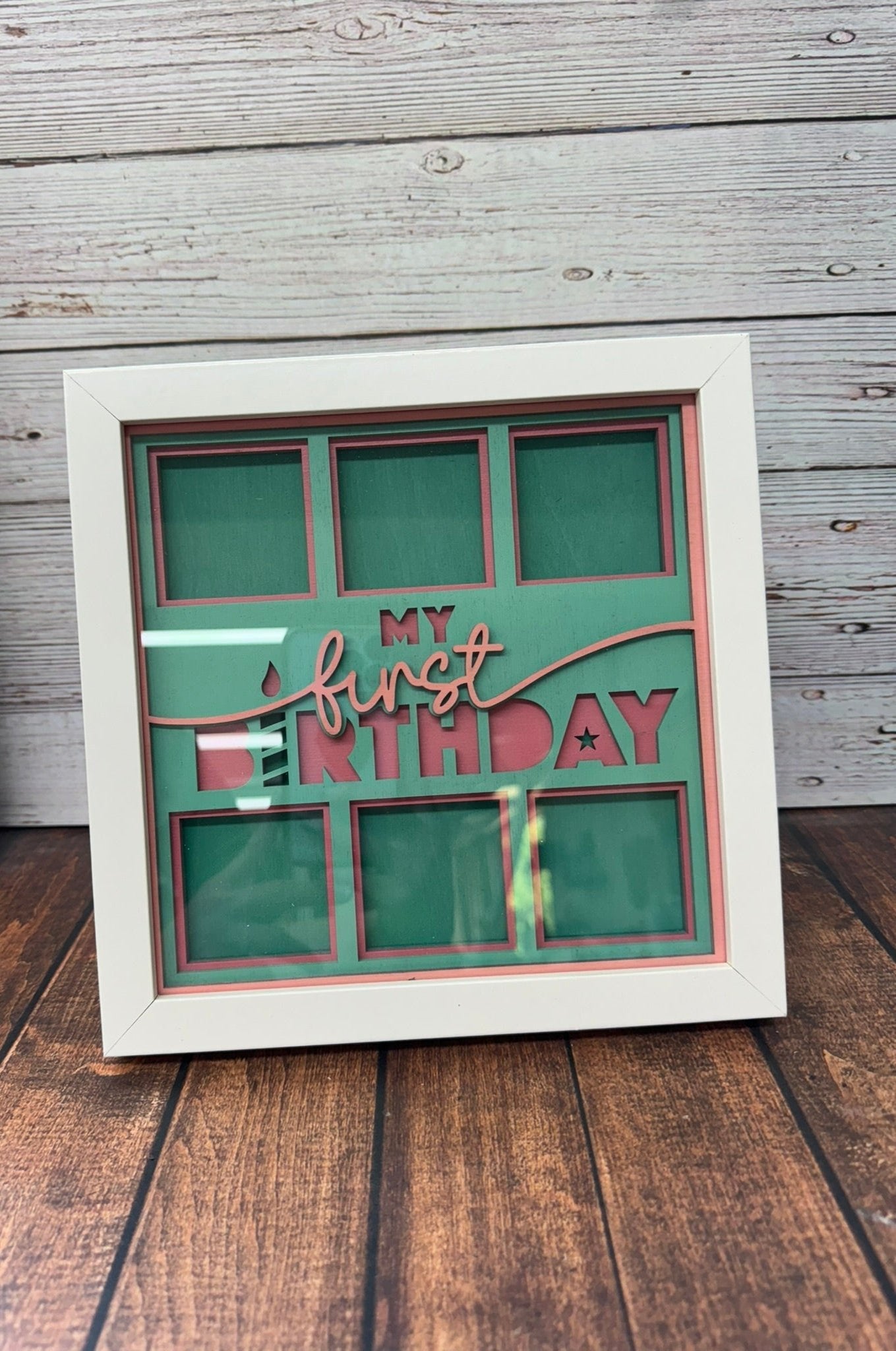 My First Birthday Shadow Box Blue