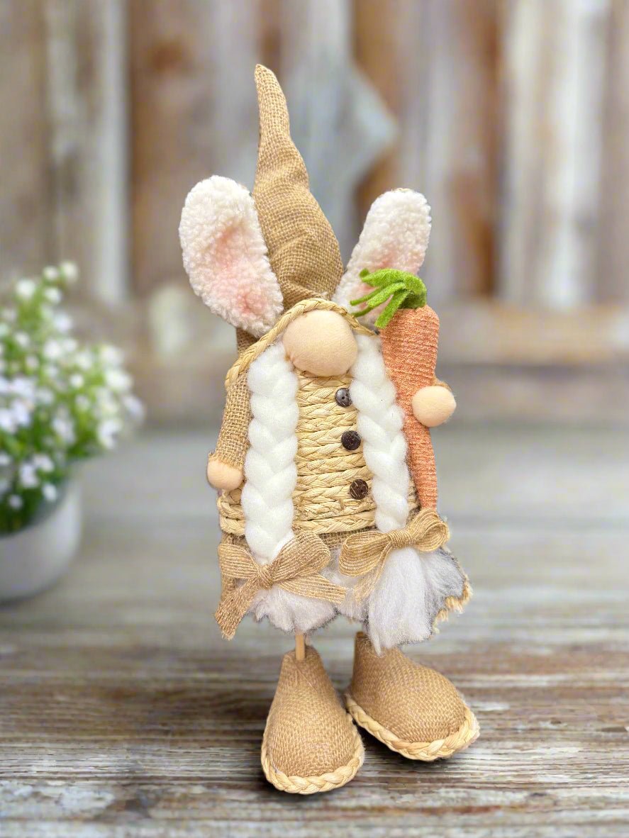 Natural Color Bunny Ears Gnome | Spring Decor | Cute & Whimsical Easter Table Centerpiece