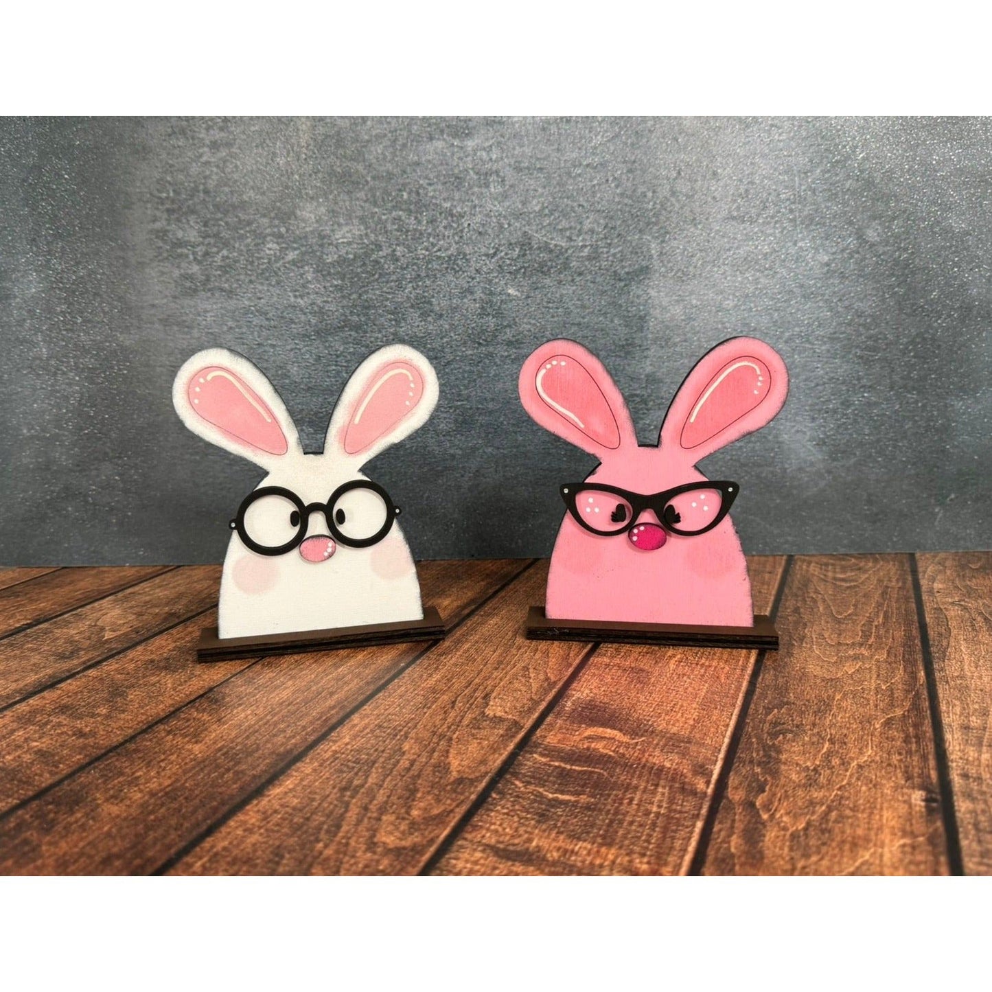 Nerdy Bunny Couple Easter Shelf Sitter