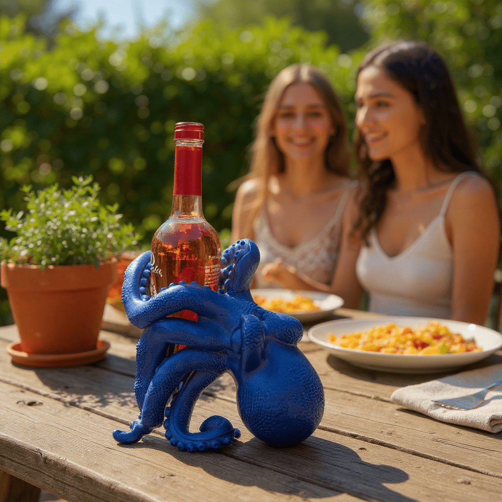 Octopus Wine Bottle Holder 3D Printed Purple/Blue
