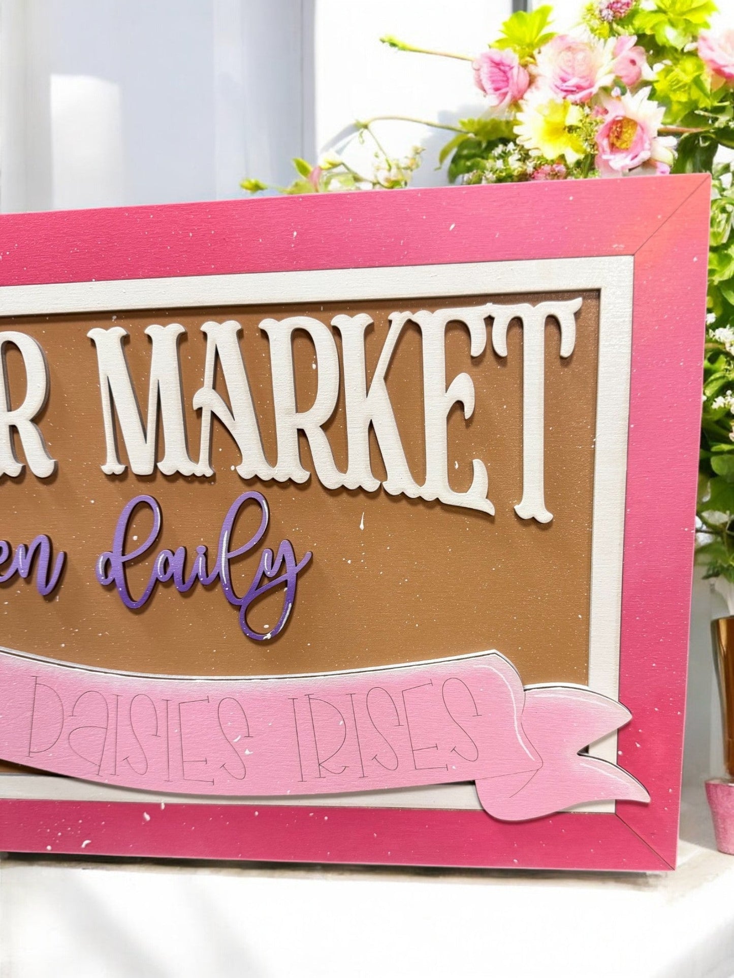 Open Daily Flower Market Sign | Spring Decor, Floral Market Sign, Fresh Flowers, Rustic Farmhouse Charm, Garden Welcome Sign