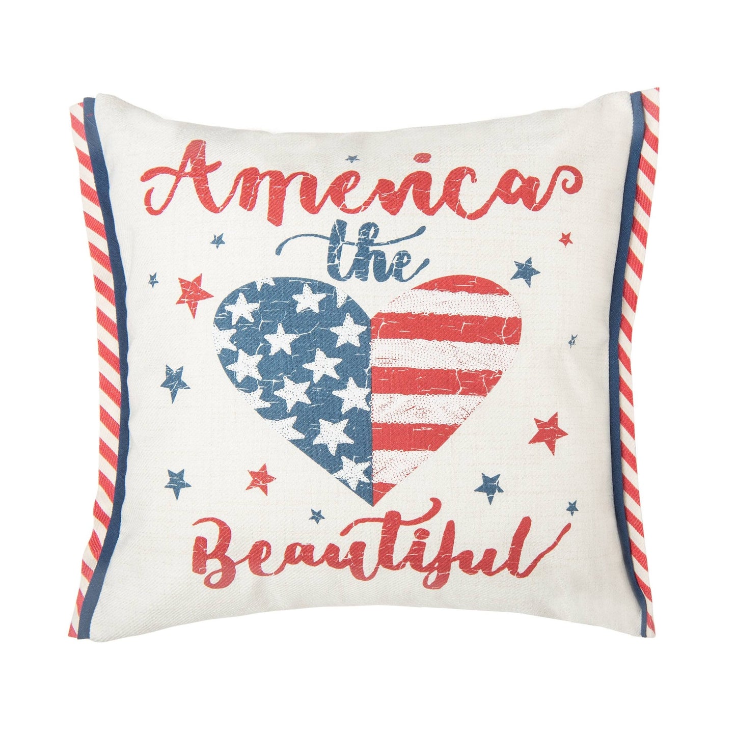 Patriotic America The Beautiful 4th of July Throw Pillow, Bold Red White Blue Statement, Ideal for 4th of July Party & Seasonal Gif Throw Pillow