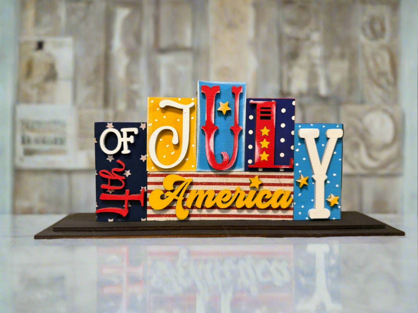 Patriotic Word Stacker Patriotic Shelf Sitter America