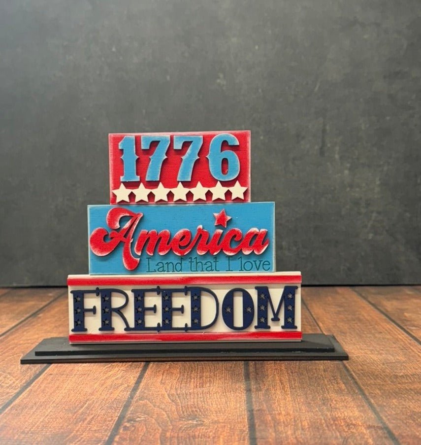Patriotic Word Stackers Patriotic Shelf Sitter Freedom