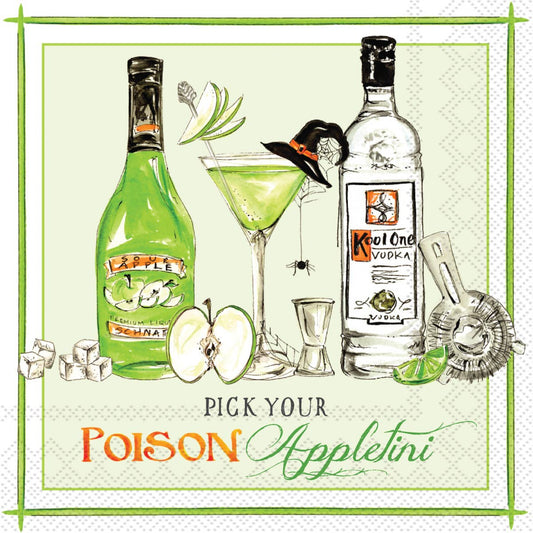 Pick Your Poison Appletini Paper Cocktail Napkin Pack of 20 Cocktail Napkin