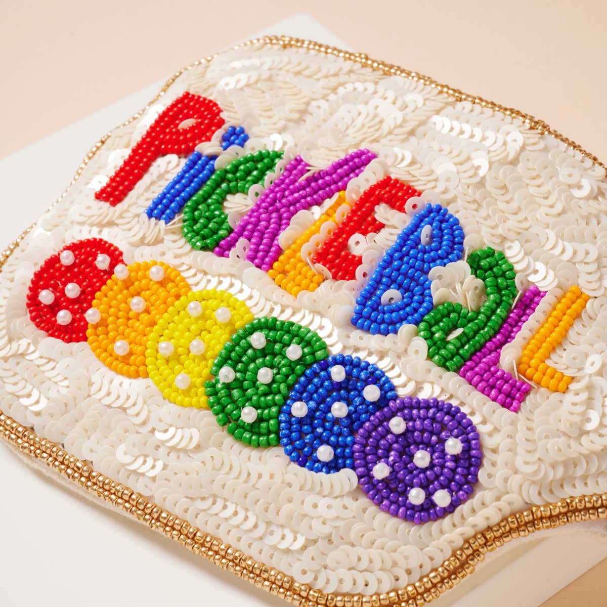 Pickleball Beaded Coin Pouch, Fun Playful Small Accessory Bag for Pickleball Fans, Unique Sports Gift Idea Purse