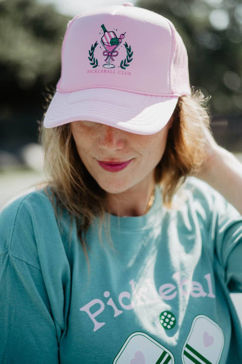 Pickleball Club Martini Foam Trucker Cap, Chic Girly Summer Hat, Fun Outdoor Sun Protection, Trendy Gift for Her Trucker Hats