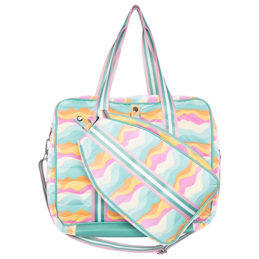 Pickleball Pattern Tote Bag, Vibrant Sporty Design, Perfect for Court Gear, Unique Pickleball Gift Tote Bag Neon