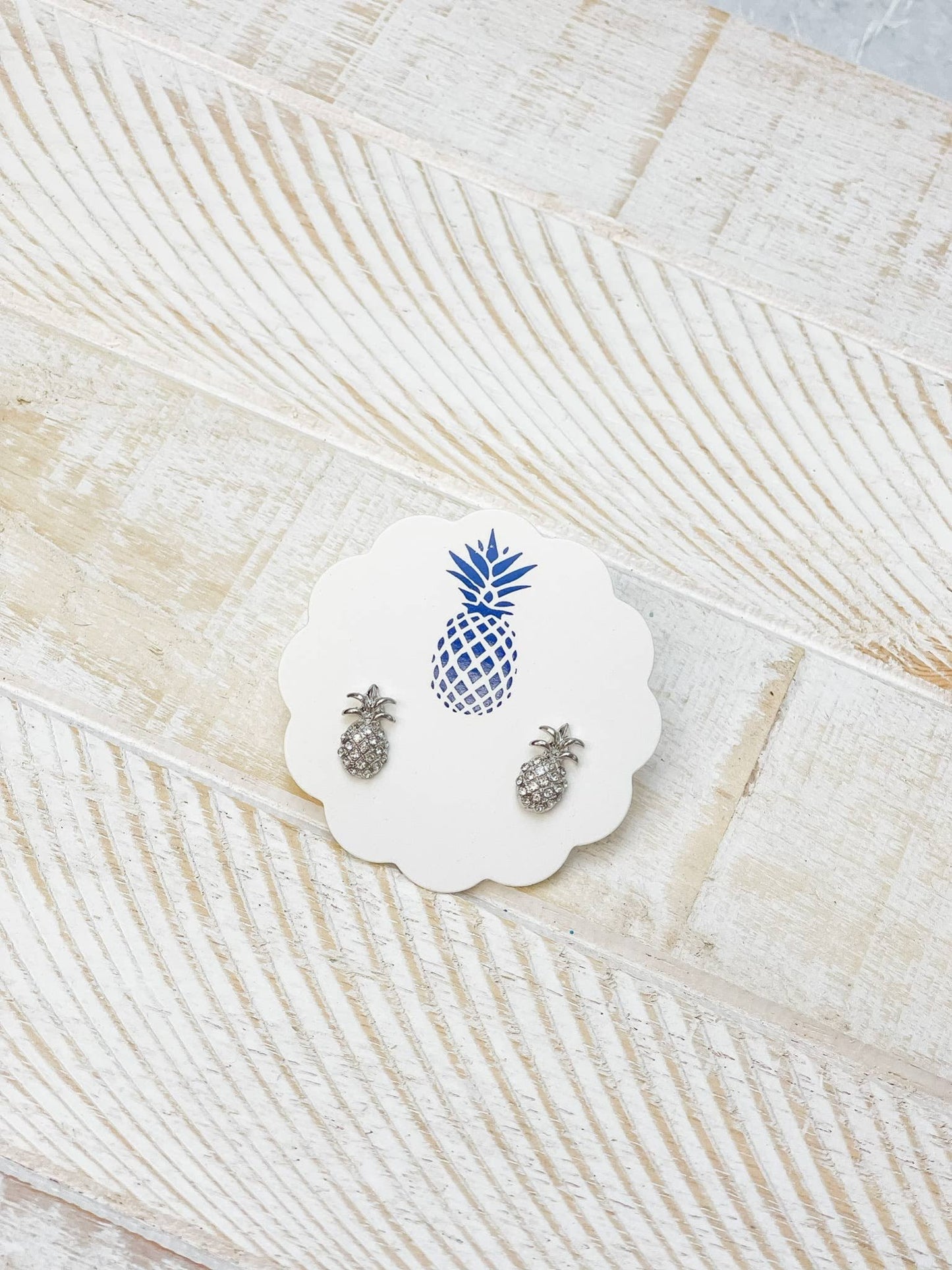 Pineapple Stud Earrings, mini tropical charm enamel jewelry, brighten up your style, unique gift for pineapple lovers Stud Earrings Silver