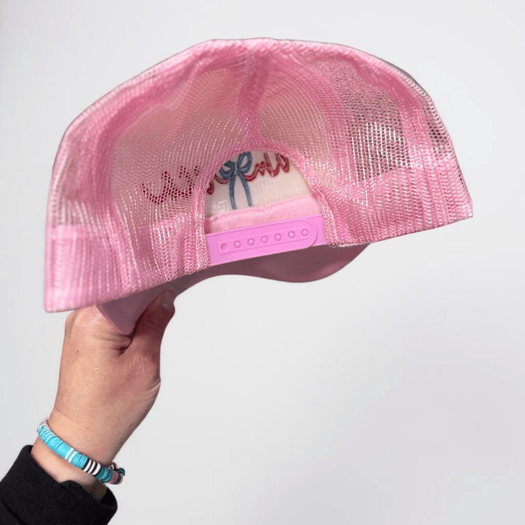 Pink America Est 1776 Embroidered Trucker Hat, Cute & Comfy Sun Protection Cap, Ideal Fourth of July Gift Trucker Hats