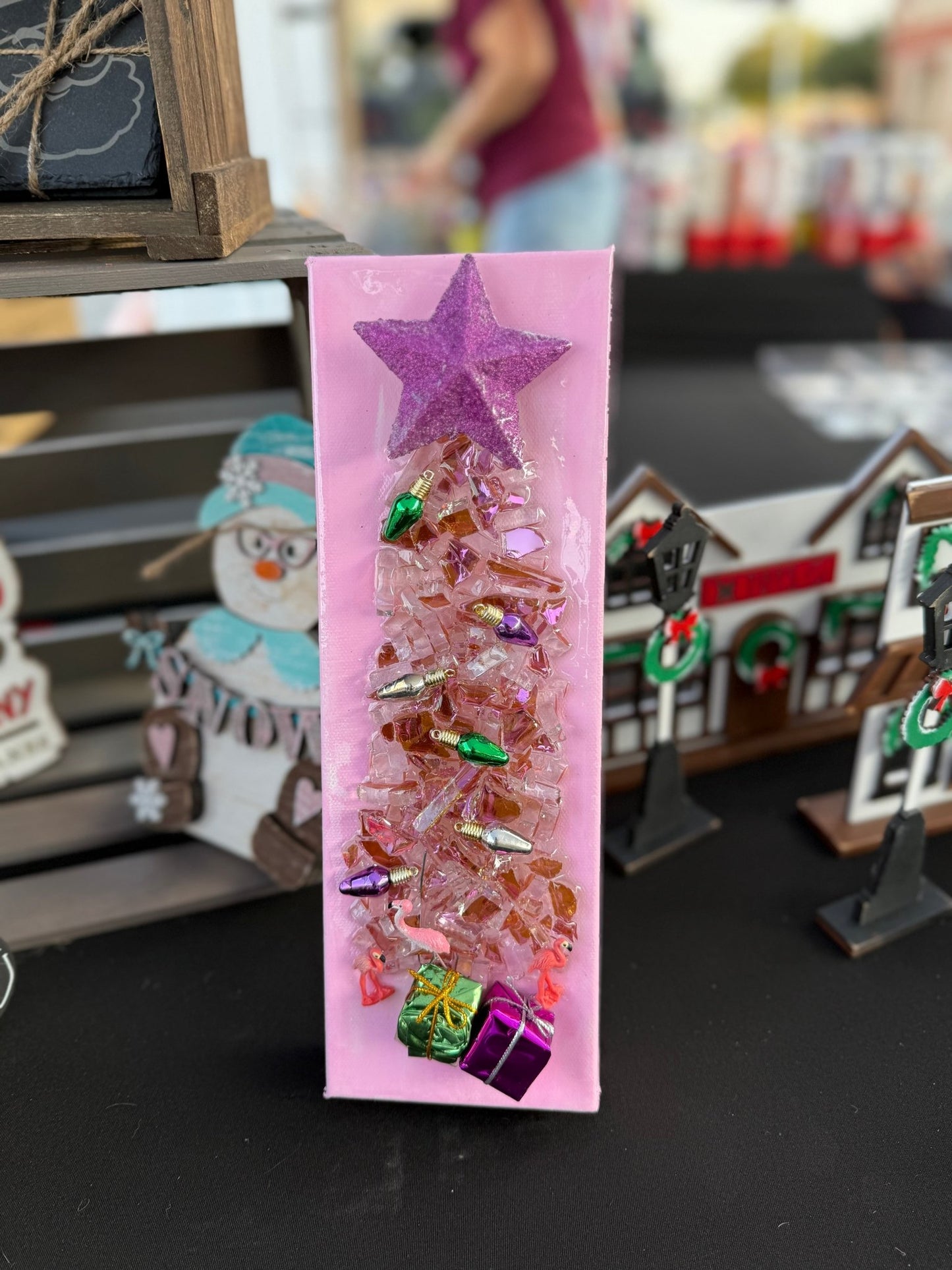 Pink Flamingo Christmas Tree Resin Frame - Nifty Decor & More