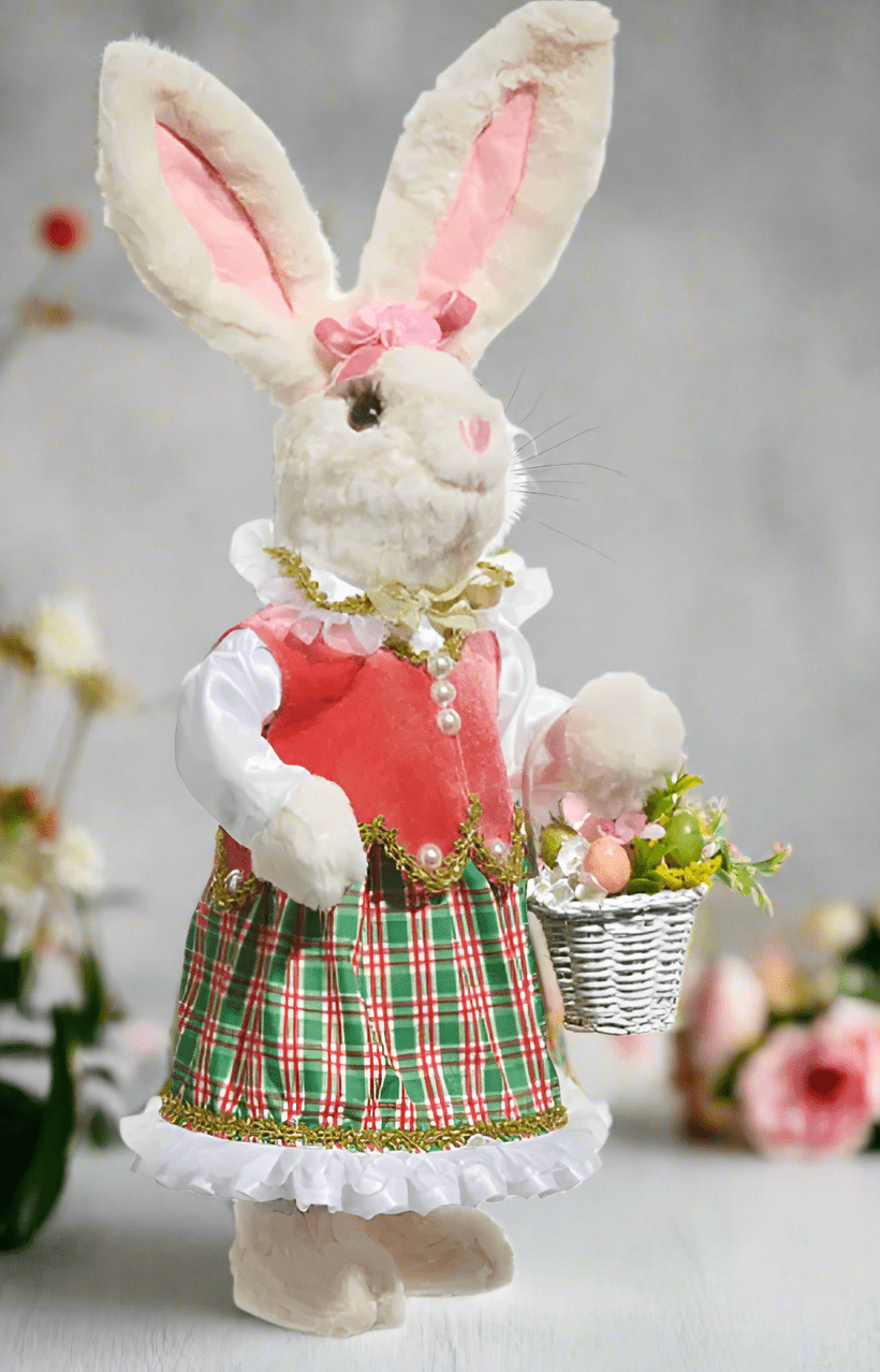 Plaid Bunny - Assorted Sizes for Easter & Spring Decor, Cute Rabbit Decorations for Home, Seasonal Festive Touch Easter Decor 24.5 Mrs