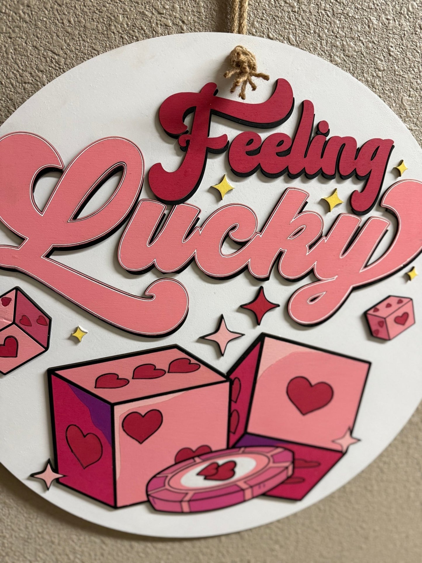 Preppy Pink Feeling Lucky Dice Wall Hanger | Chic Door Decor for Home & Office | Unique Gift Idea - Nifty Decor & More