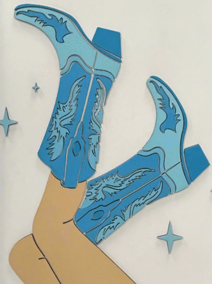 Pretty in Blue Cowgirl Boots Wall Art | Western Girly Decor & Farmhouse Style Prints Coquette Wall Art
