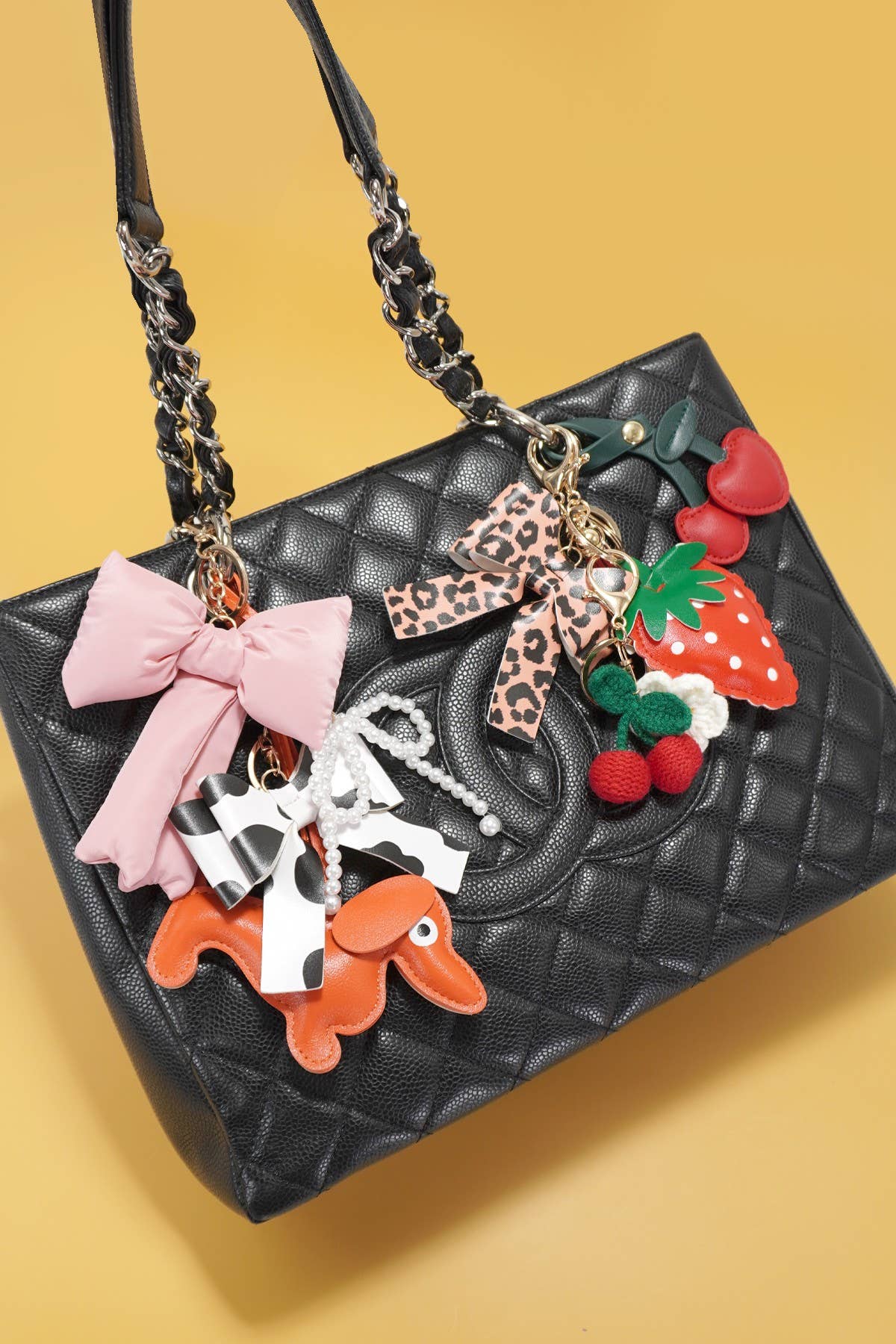 Puffy Bow Ribbon Bag Charm Keychain, Trendy Stylish Accessory for Bags, Gift for Girlfriend or BFF - Nifty Decor & More