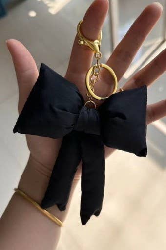 Puffy Bow Ribbon Bag Charm Keychain, Trendy Stylish Accessory for Bags, Gift for Girlfriend or BFF - Nifty Decor & More