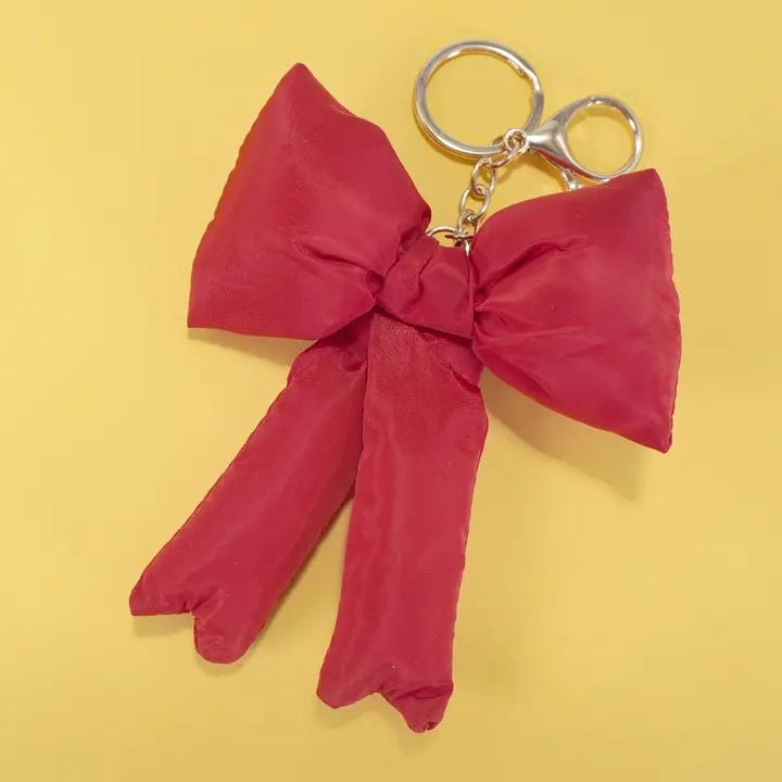 Puffy Bow Ribbon Bag Charm Keychain, Trendy Stylish Accessory for Bags, Gift for Girlfriend or BFF - Nifty Decor & More