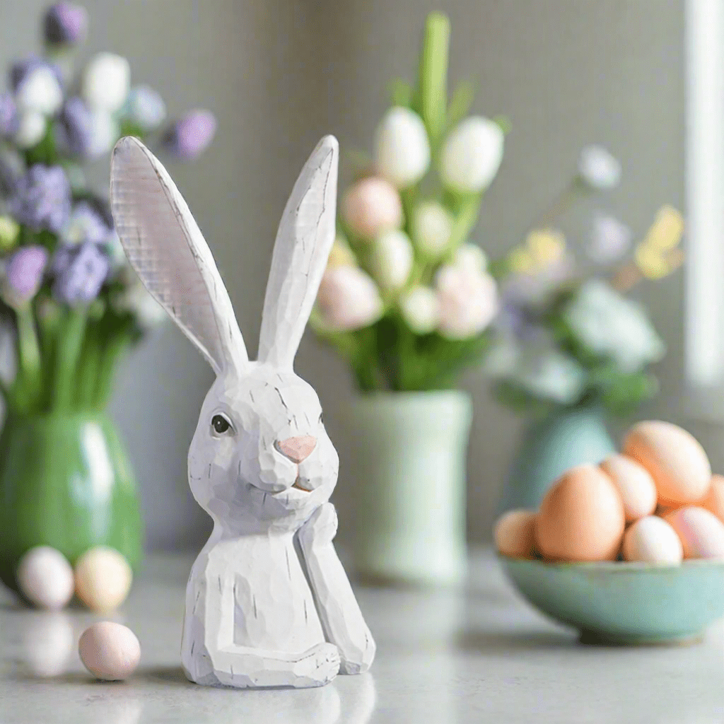 RAZ - 10.25" Thinking Rabbit Bust | Vintage Home Decor Statues | Gifts | Unique Easter Decoration & Collectibles Shelf Sitter Straight Ear