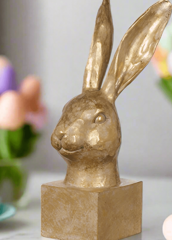RAZ - 10.5" Gold Rabbit Bust Statue | Elegant Home Decor & Unique Gift for Easter or Spring Celebrations