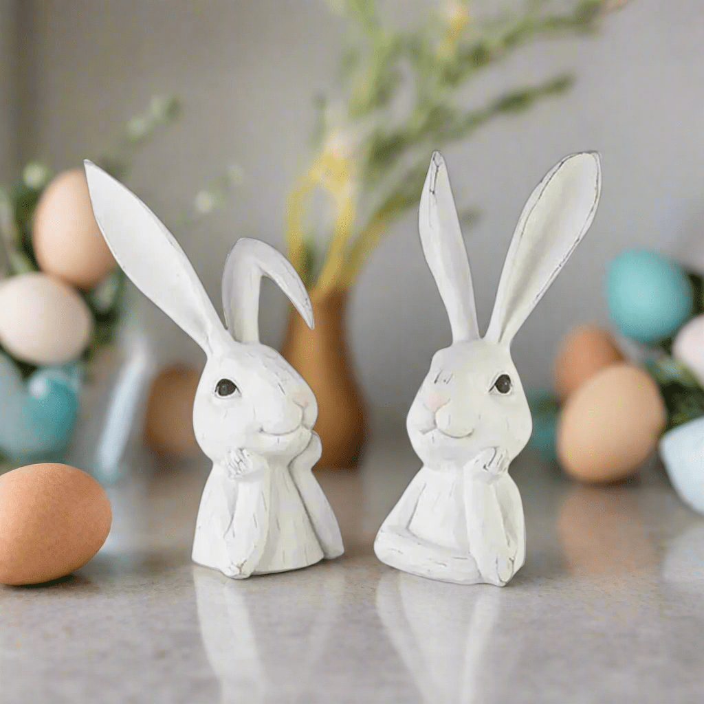 RAZ 15.5" Thinking Rabbit Bust | Resin Home Decor | Unique Rabbit Sculpture for Easter & Year-Round Decor Shelf Sitter