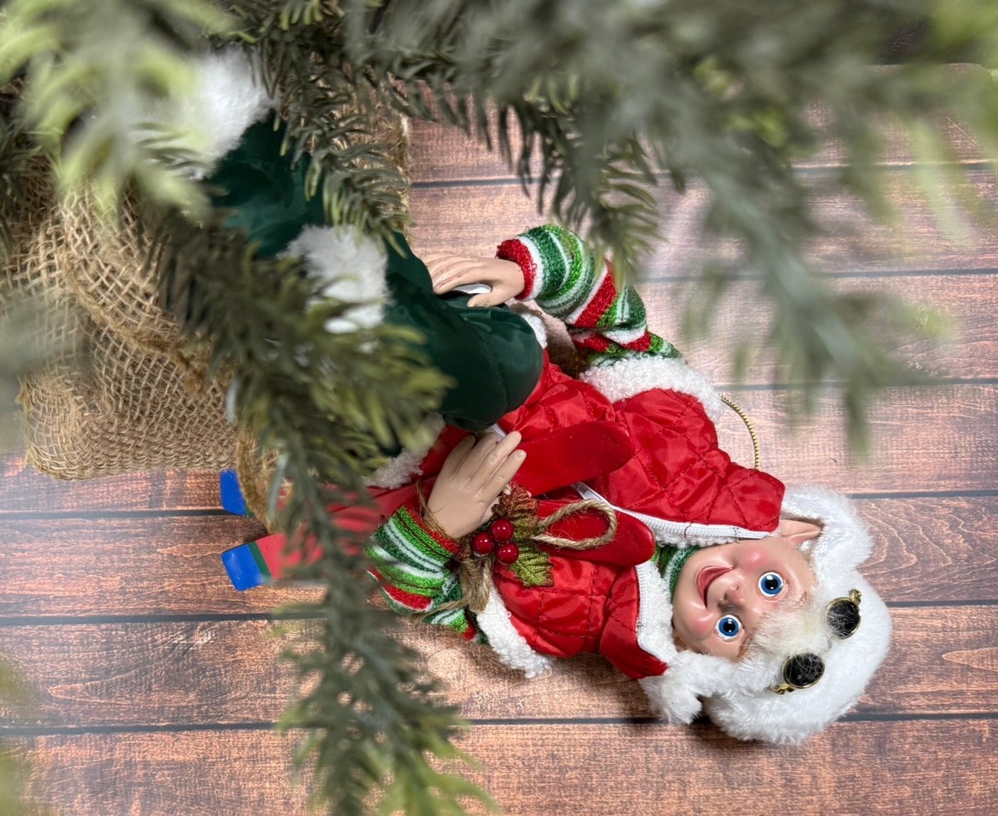 RAZ 16" Skiing Elf - Posable Christmas Decor, Holiday Figurine, Cute Winter Decoration, Festive Elf Decor - Nifty Decor & More