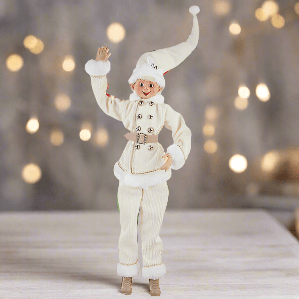 RAZ - 24" Corduroy Elf, Posable Winter Decor, Festive Holiday Decoration, Cute Christmas Home Accent - Nifty Decor & More
