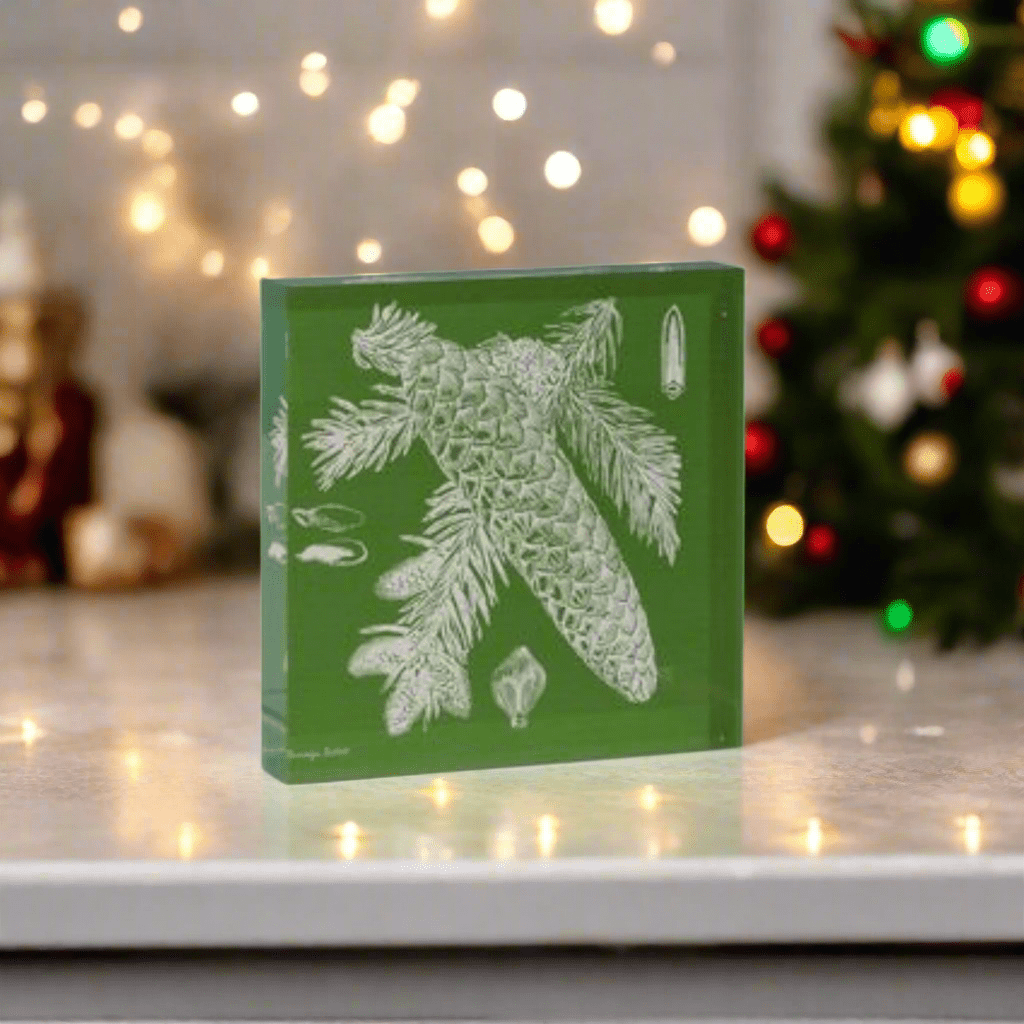 RAZ - 8" Pinecone Acrylic Block Shelf Sitter