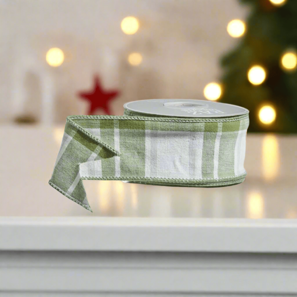 RAZ - Green - Light Made of Cotton Measures 10Yds L X 2.5" W Wired Ribbon