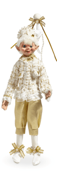 RAZ Imports 16" Posable Champagne Tweed Elf - "Champagne Wishes" Holiday Figurine - Nifty Decor & More