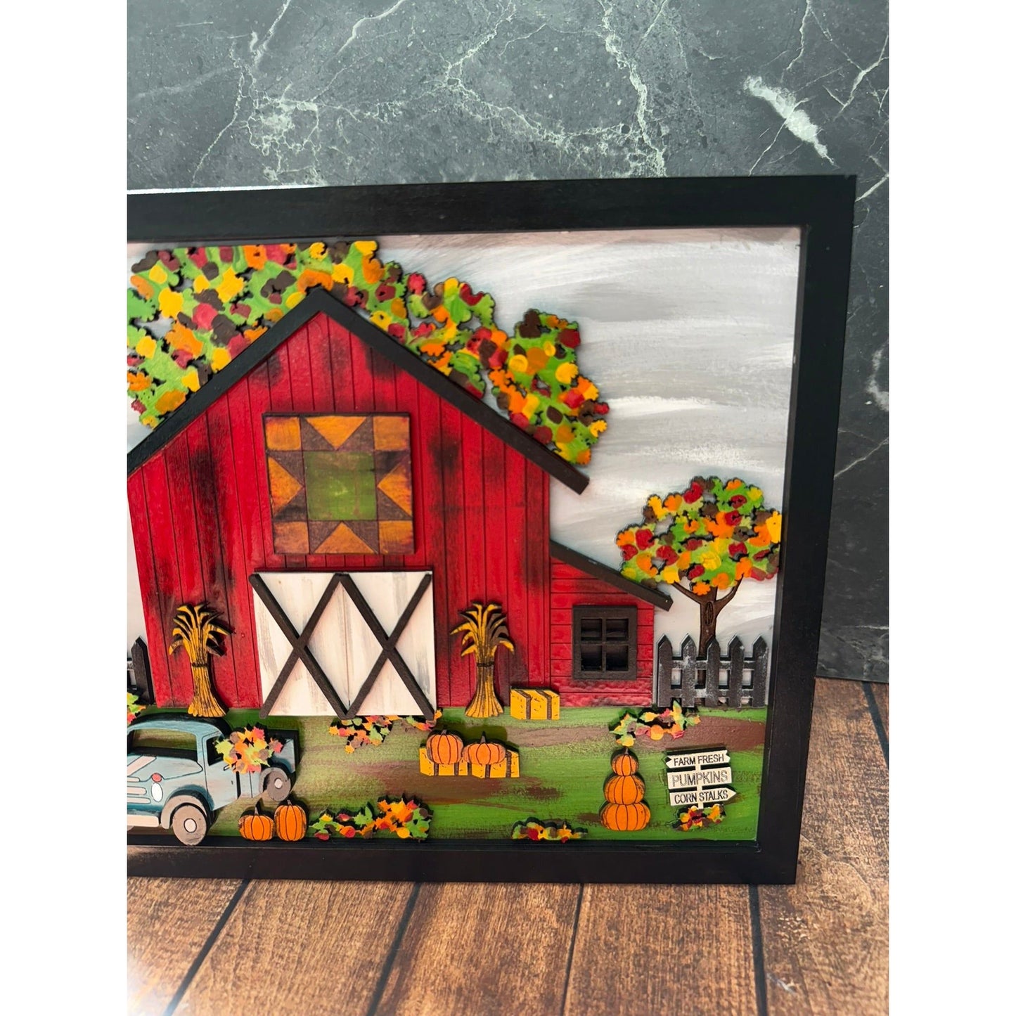 Red Fall Barn Scene Rustic