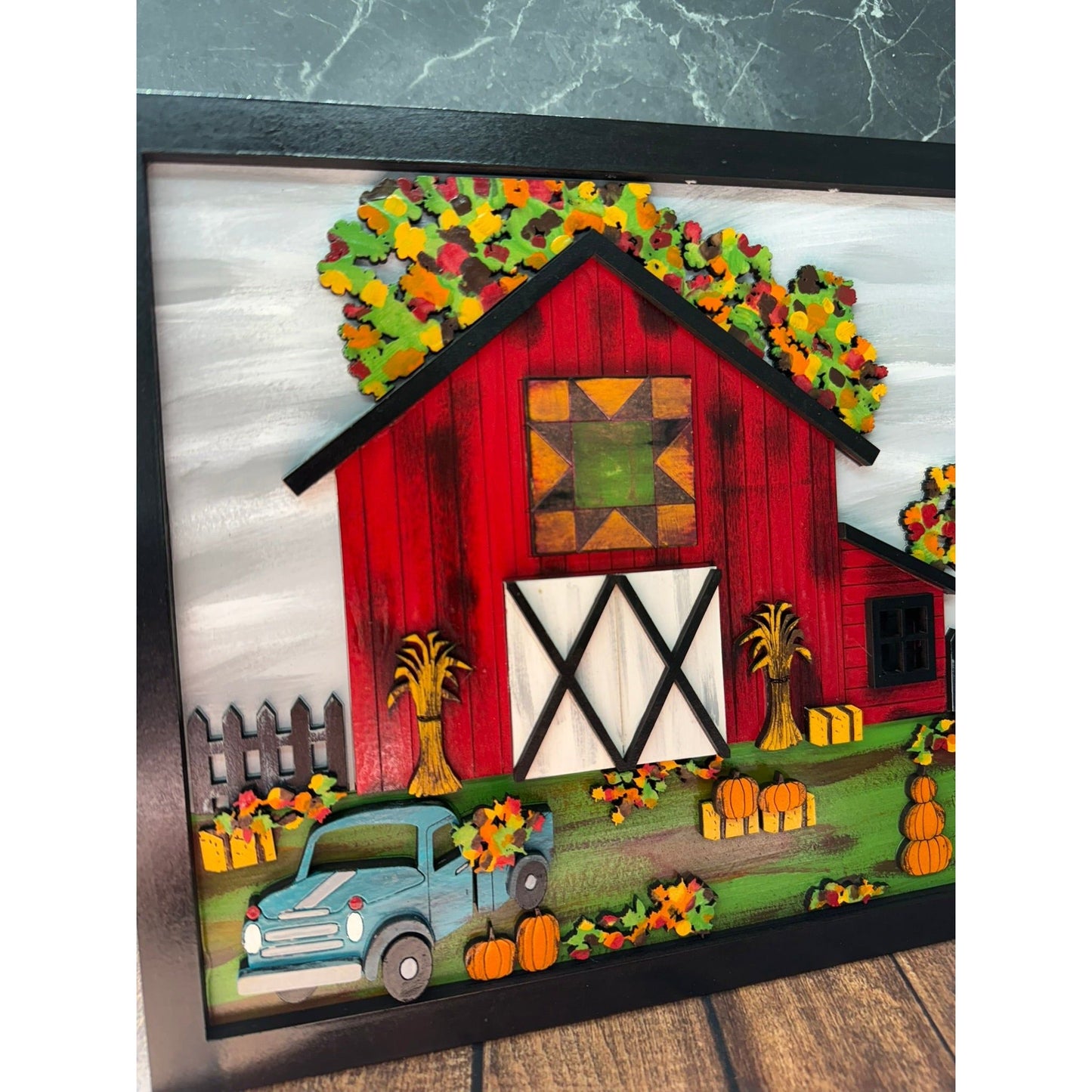 Red Fall Barn Scene Rustic