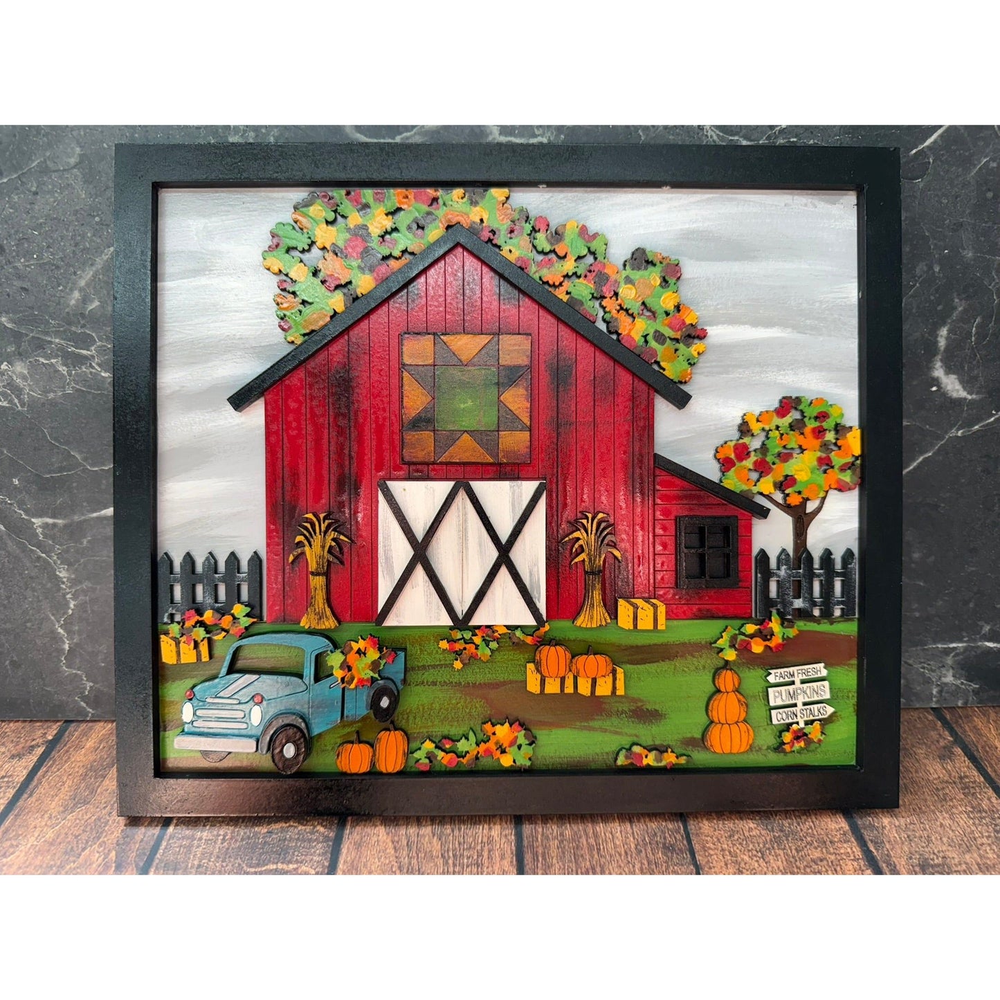 Red Fall Barn Scene Rustic