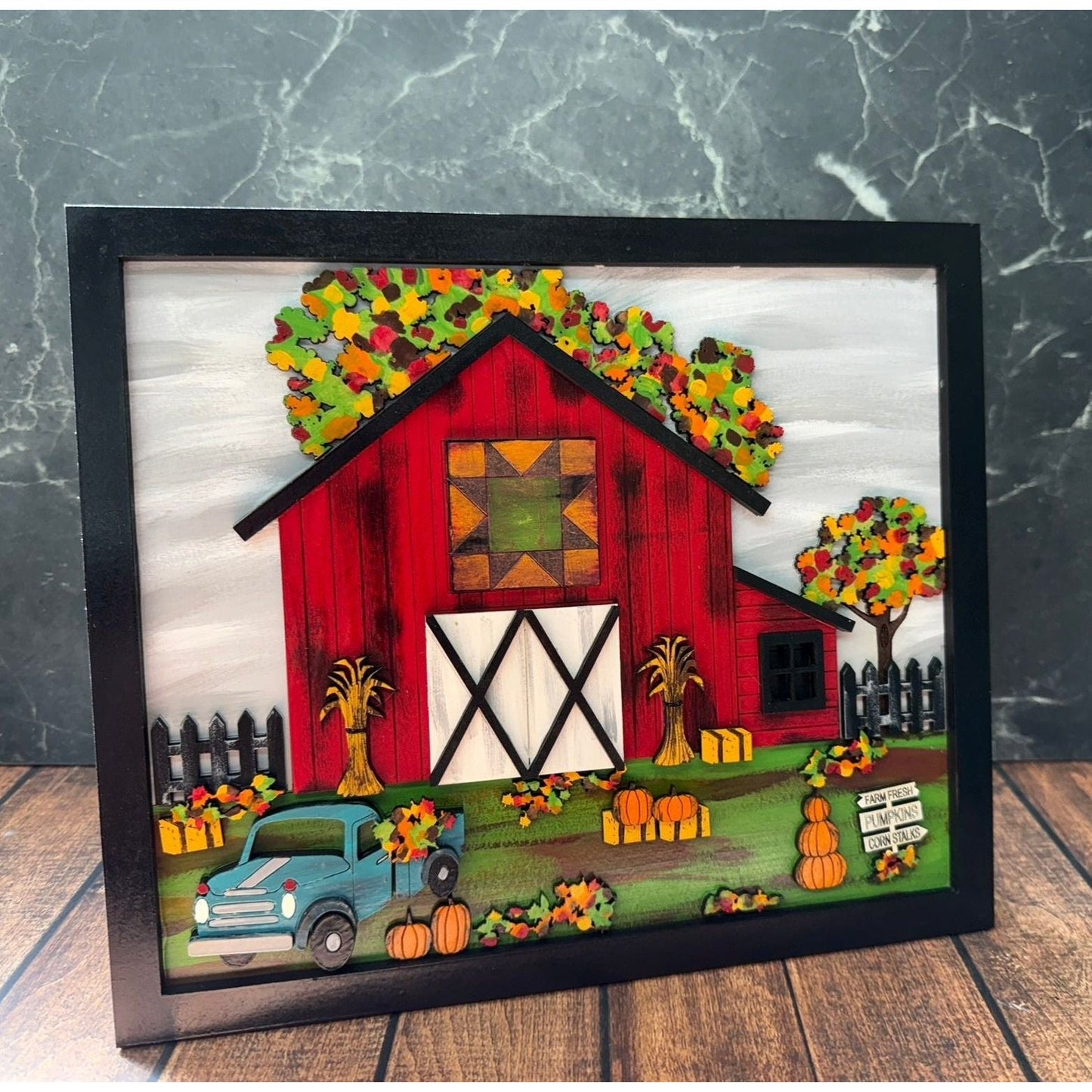 Red Fall Barn Scene Rustic
