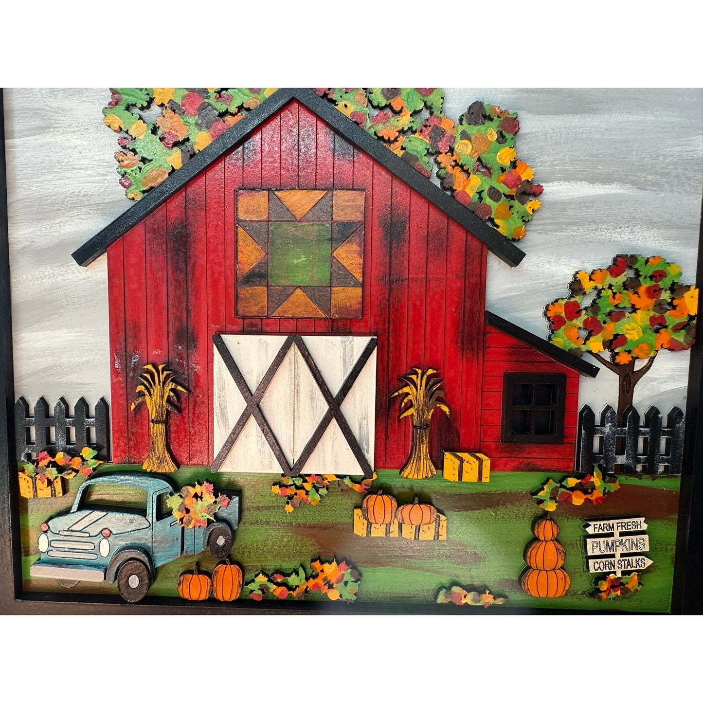 Red Fall Barn Scene Rustic