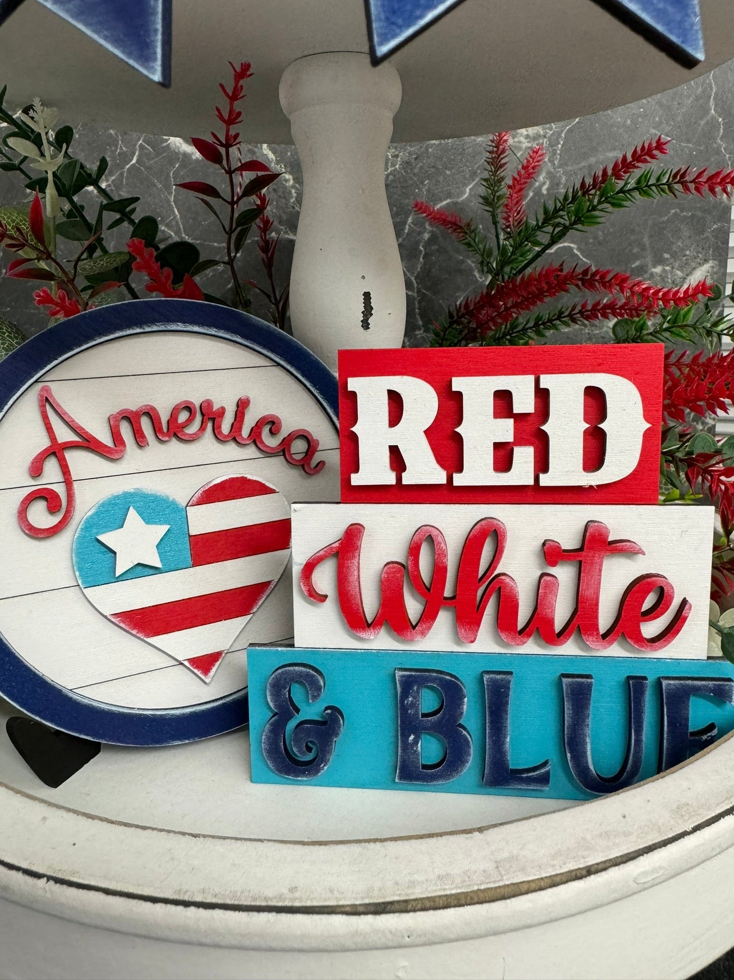 Red, White & Blue Tiered Tray Tiered Tray