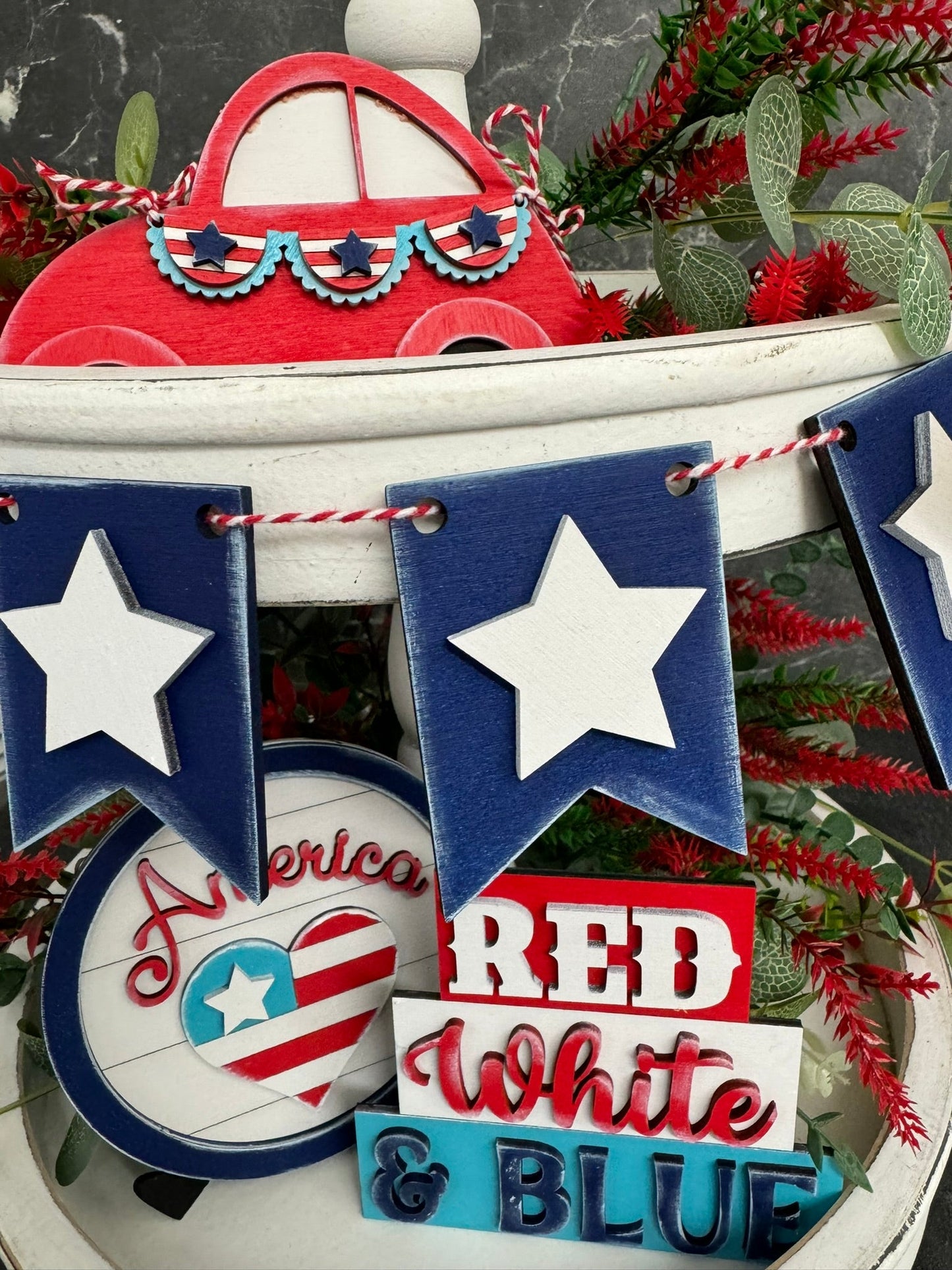 Red, White & Blue Tiered Tray Tiered Tray