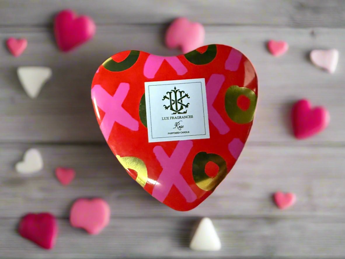 Rose Scented Candle Heart Tin, Luxurious Romantic Decor for Cozy Ambiance, Perfect Valentine’s Day Gift Candle Holder