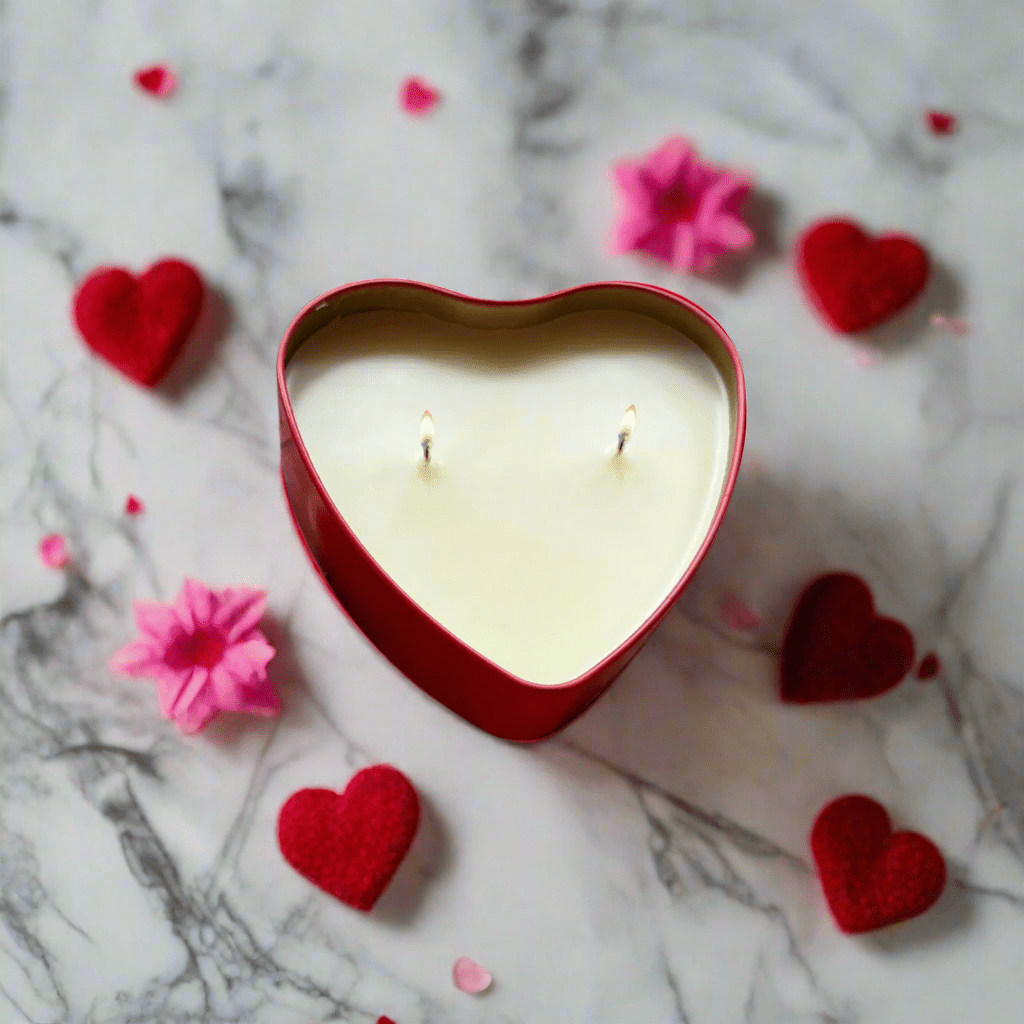 Rose Scented Candle Heart Tin, Luxurious Romantic Decor for Cozy Ambiance, Perfect Valentine’s Day Gift Candle Holder