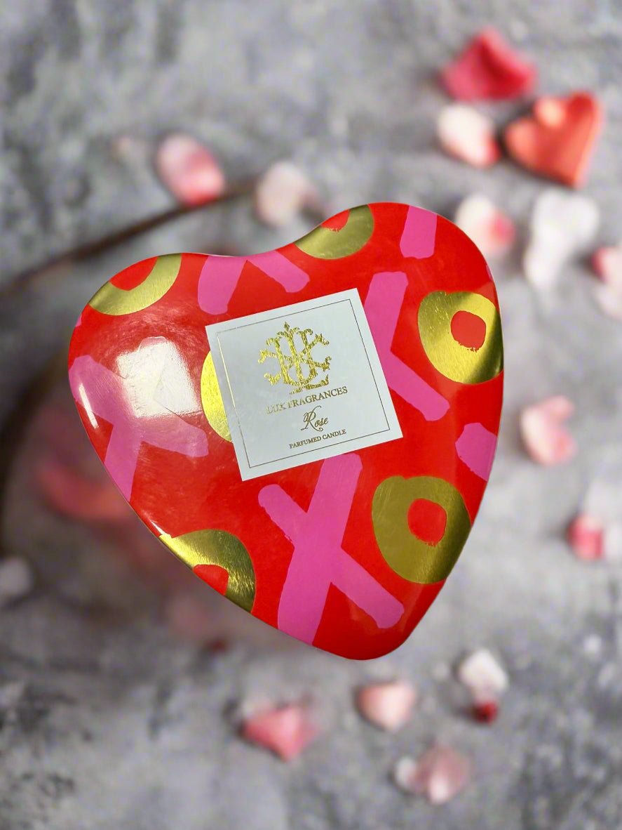 Rose Scented Candle Heart Tin, Luxurious Romantic Decor for Cozy Ambiance, Perfect Valentine’s Day Gift Candle Holder
