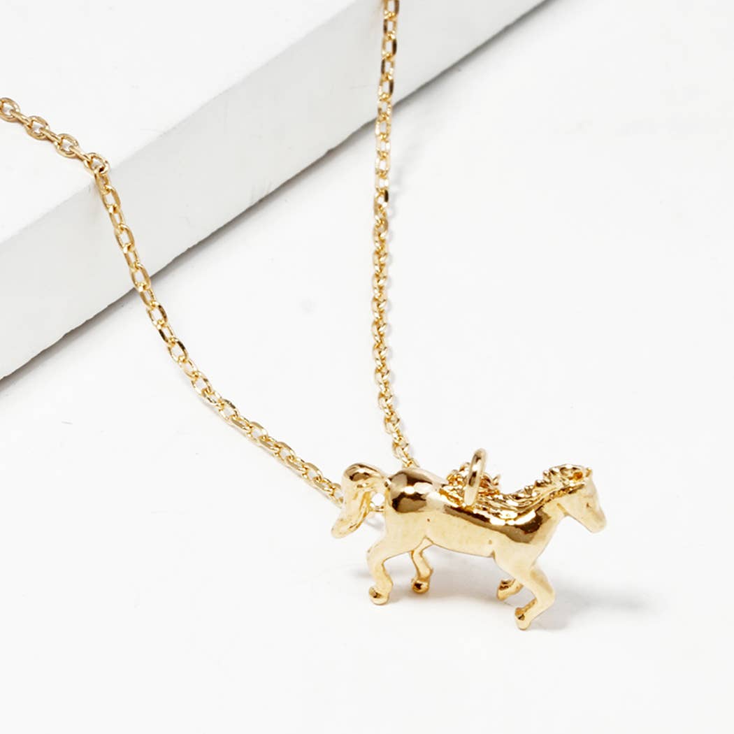 Running Horse Figure Necklace Gold Dipped, Handcrafted Equestrian Pendant for Women, Ideal Birthday or Anniversary Gift - Nifty Decor & More