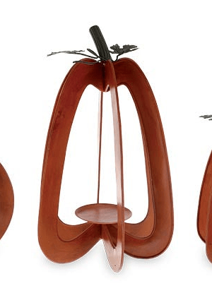 Rustic Orange Pumpkin Candleholder Set, Charming Fall Decor for Cozy Vibes, Perfect Autumn Gift Large