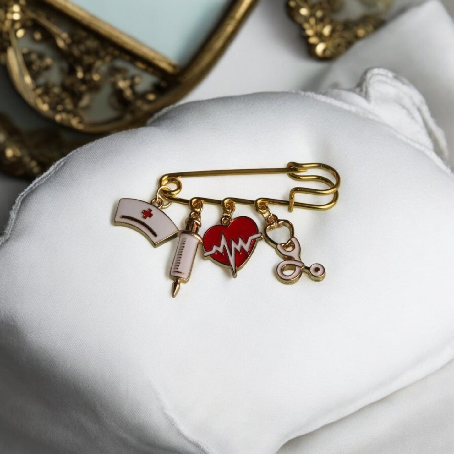 Safety Pin Brooch Pendant Charm Holder, Versatile and Stylish for Jewelry Pendants and Charms, Unique Gift Idea - Nifty Decor & More