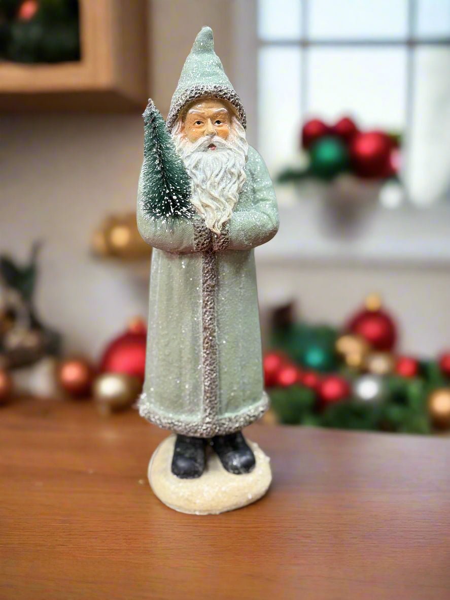 Sage Green Hooded Saint Nick - Nifty Decor & More