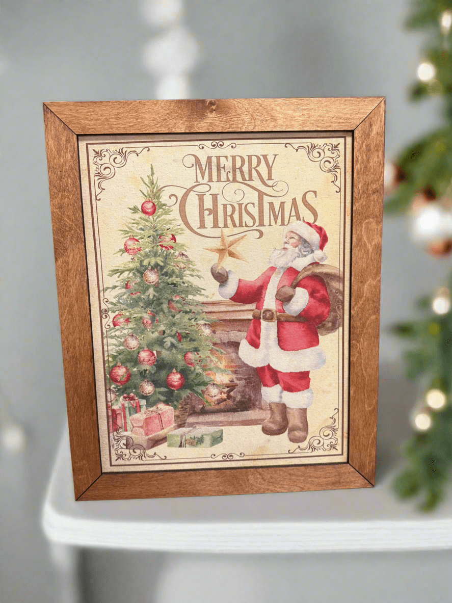 Santa Merry Christmas Framed Hanger - Nifty Decor & More