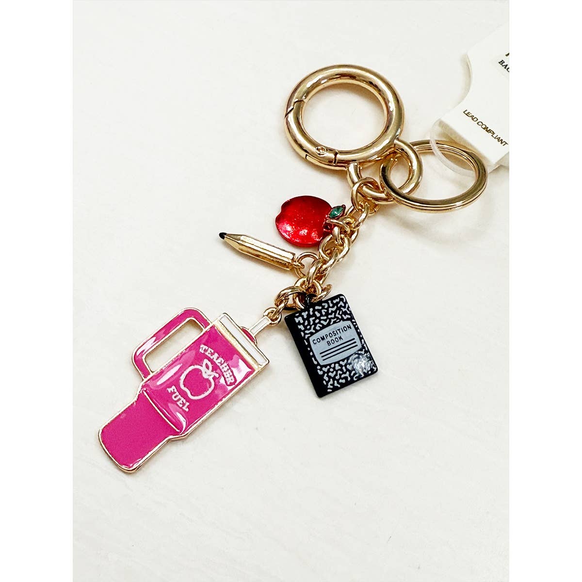 School and Teacher Theme Bag Charm Keychain, Unique Decorative Keychain for Bags, Great Teacher Appreciation Gift - Nifty Decor & More